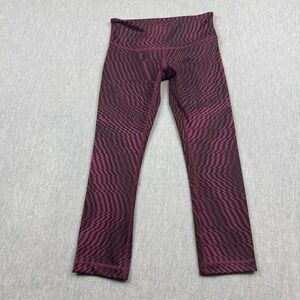 Lululemon Leggings Women 4 Purple Zig Zag Wunder‎ Under Crop lll Yoga Gym Pants